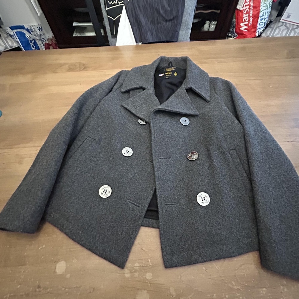 Fidelity Peacoat Womens Small Gray Wool Blend Navy Style Made In USA Jacket
